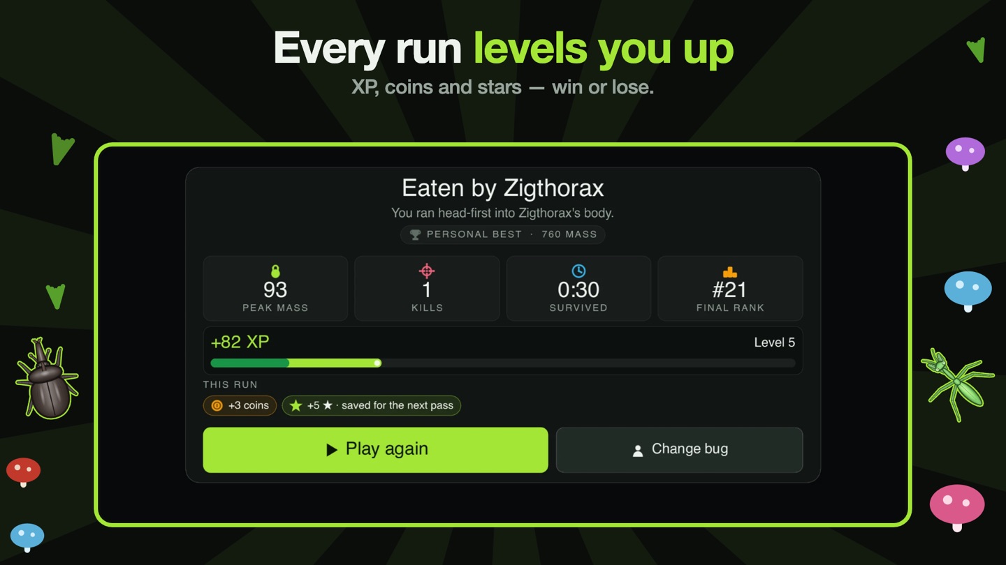buggs.io progress screen.